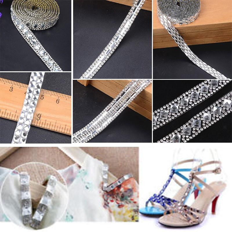 Glamorous Silver Ribbon with Beaded Rhinestones for Bridal Crafts