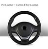 38cm PU Leather DIY Black Carbon Fiber Deluxe Car Steering Wheel Cover Trim 1Pcs