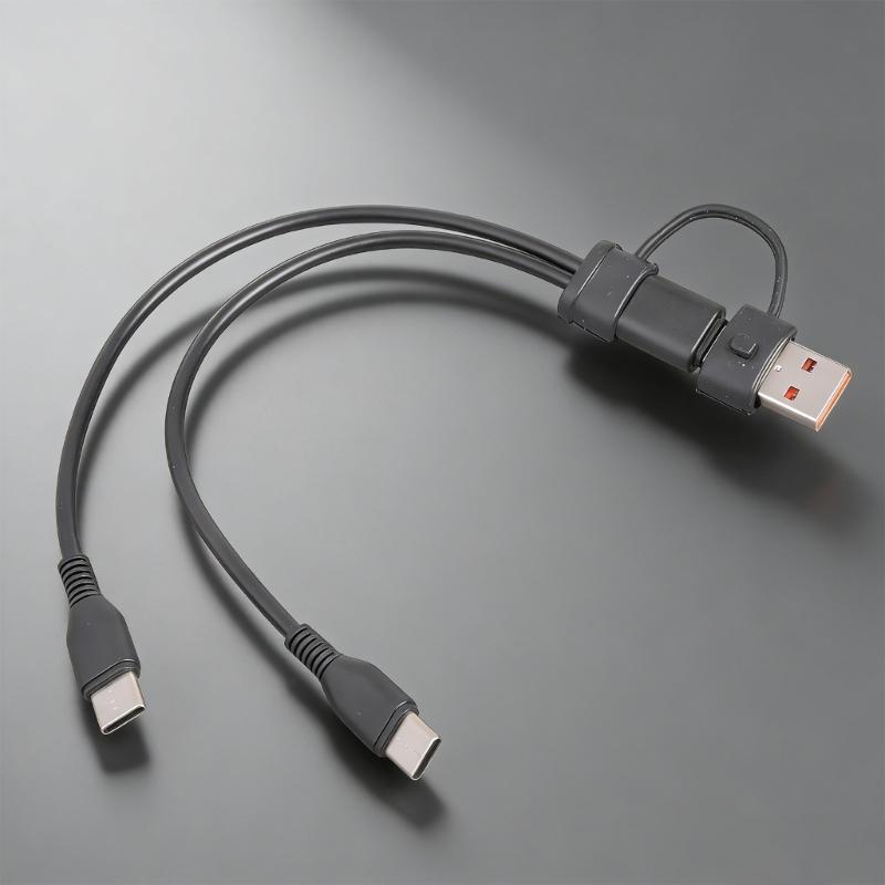 USB C Splitter 1 in 2 Out Charging USB C Data Splitter Extension Cable Type C+USB Adapter for Phone Laptop Accessories