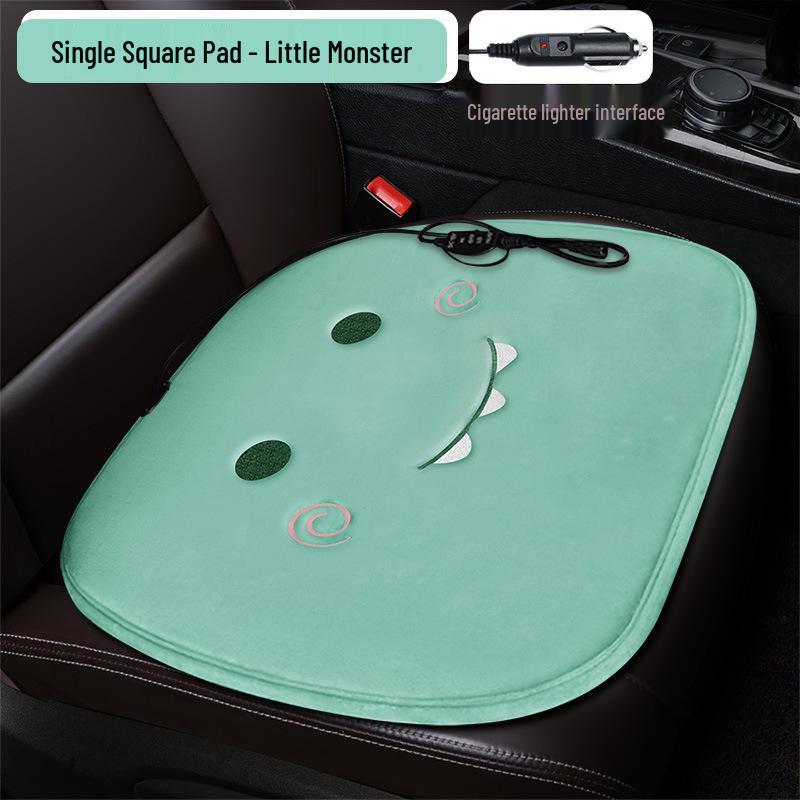 Plaid Heated Car Seat Cushion for All Seasons - Single Seat Interior Accessory.