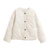 Womens Winter Casual Cotton Puffer Coat Solid Color Quilted Single-Breasted Loose Fit Jacket