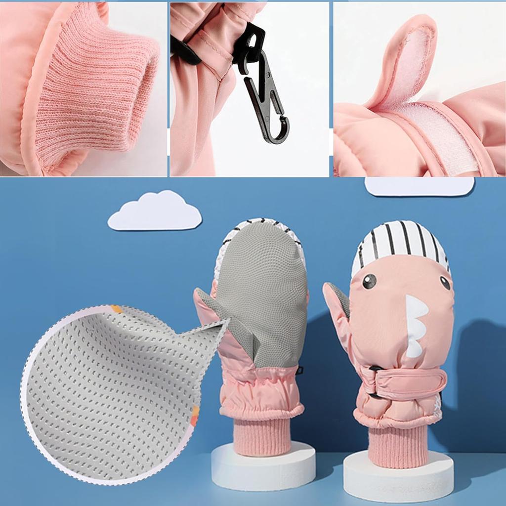 Kids Winter Warm Ski Gloves - Outdoor Mittens for Girls Boys 4-8 Years