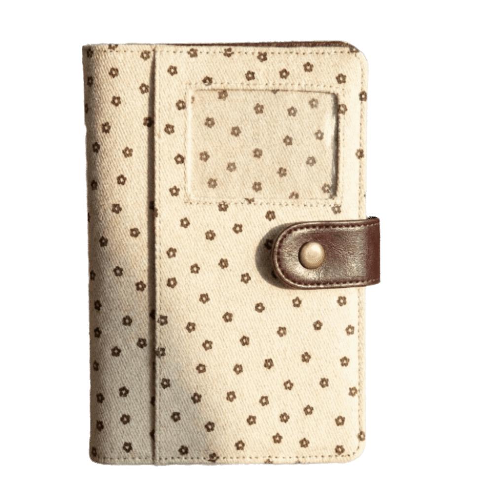 Card Pocket Polka Dot A7 Notebook Denim Fabric Stationery Album Journal Binder Cover Portable