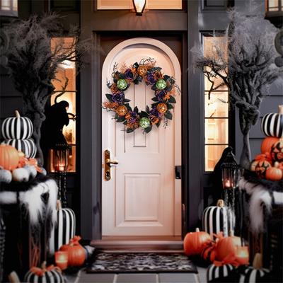 Halloween Wreath Halloween Decorations Pendant Home Decoration Door Decoration Specter Festival Cranium Door Hanging Cross-border New