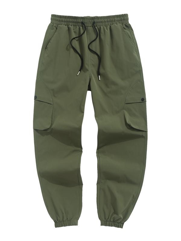 

ZAFUL Мужские уличные брюки-карго с несколькими карманами, однотонные, с завязками на щиколотку, с широкими ступнями XXL глубокий/зелёный