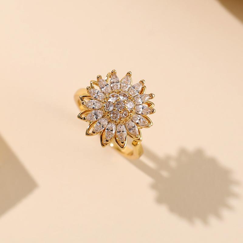 

Women s Geometric Zircon Micro-Paved Rotating Ring - Versatile Cold Style Fashion Jewelry