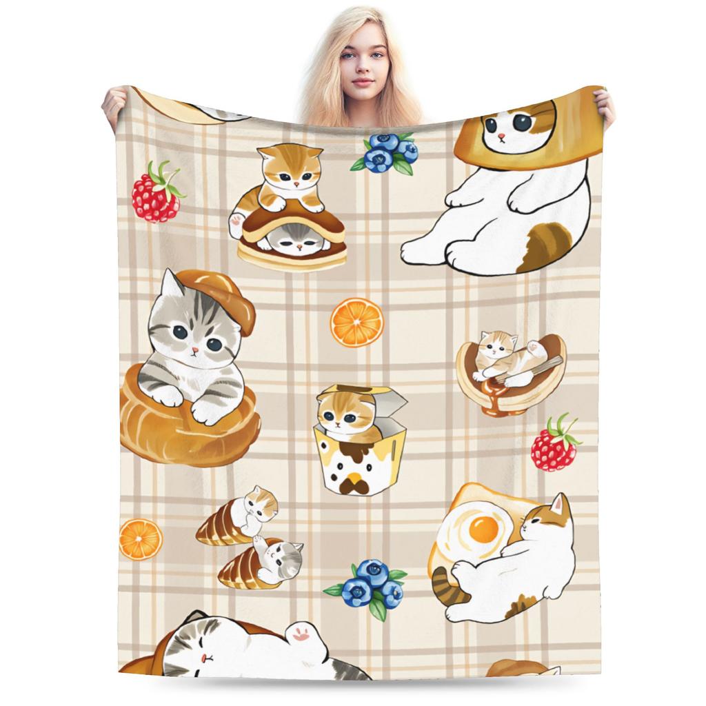 Mofusand Super Warm Blanket  Kids Adult Plush Throw Blanket Funny Outdoor Flannel Bedspread Sofa Bed Cover