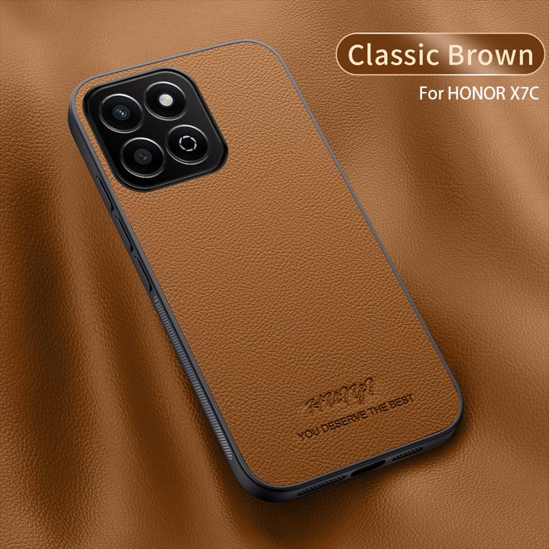 

Роскошный деловой кожаный мягкий чехол-книжка с магнитной застежкой для Honor X7C HonorX7C For Honor X7C коричневый