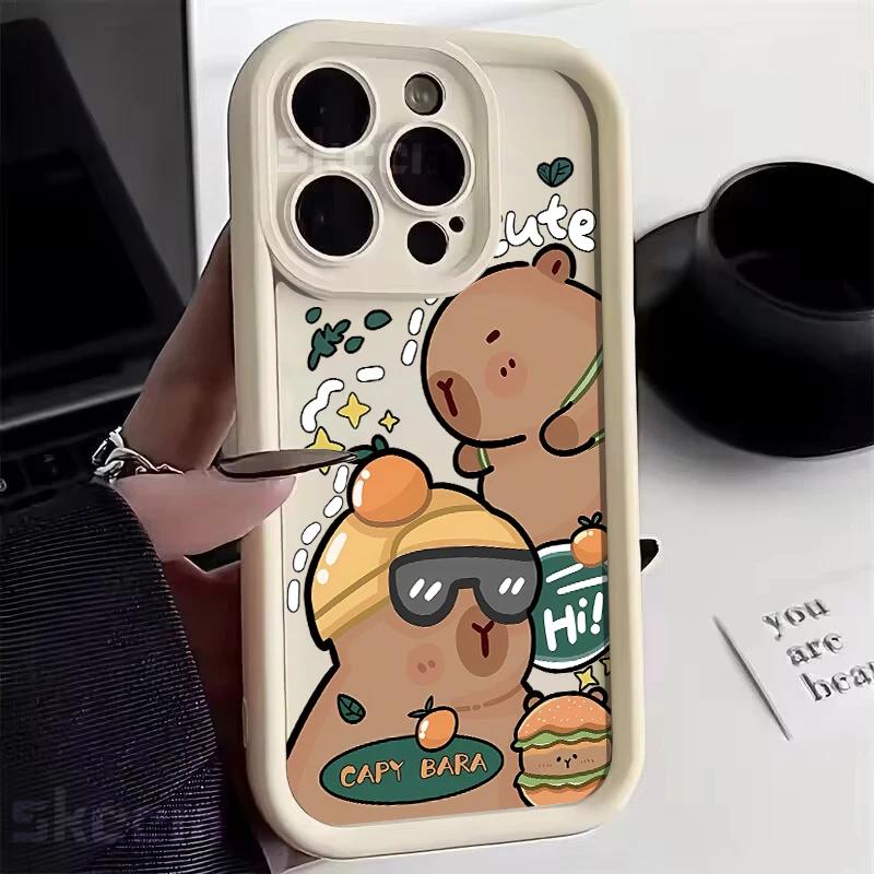 Cute Capybara Phone Case for iPhone 16 15 14 13 12 11 Pro Max X XS XR 7 8 Plus Funny Animal Soft Silicone Cover