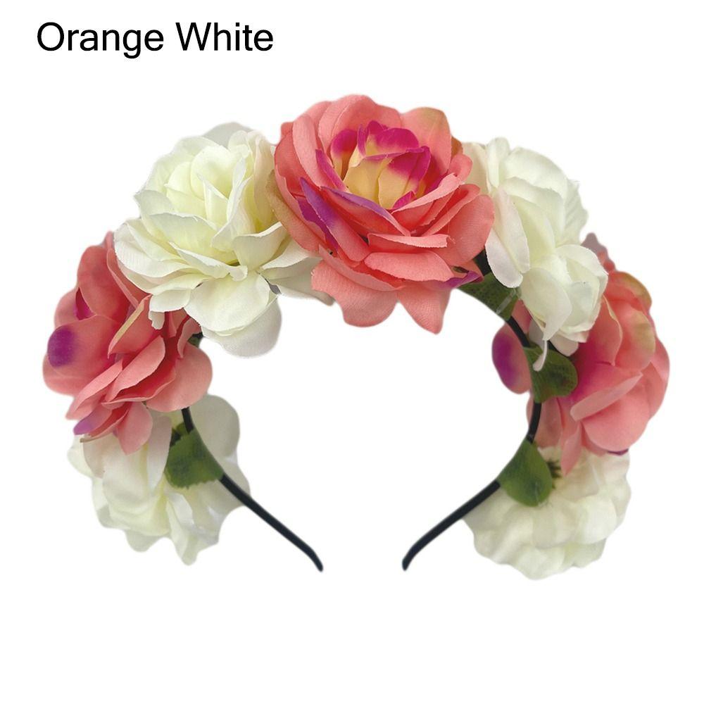 Bohemian Rose Flower Headpiece Photo Props Headwear Fashion Floral Crown Hairband  for Women Girls