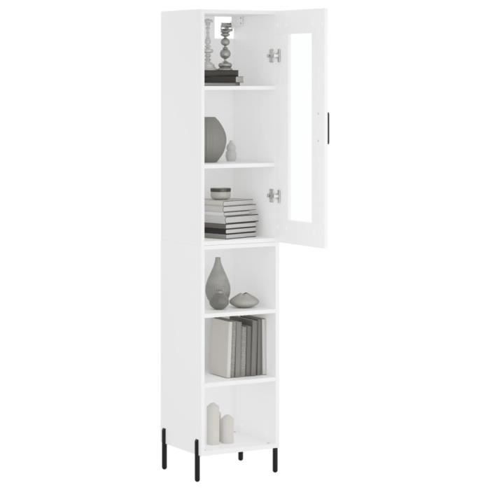 VidaXL Buffet haut Blanc 34,5x34x180 cm Bois d'ingénierie 3199369
