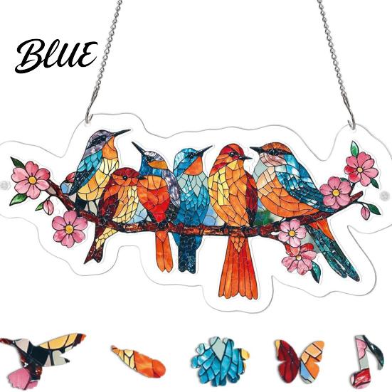 Vibrant Light Projection Decor Acrylic Puzzles Sun Catcher Stained Glass Effect Window Hanging Decor Colorful Catcher Hummingbird Flowers