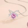 Bow Necklace Women'S Light Luxury Niche Design Butterfly Dream Collarbone Chain Pink Zircon Princess Knot Neck Chain Quality