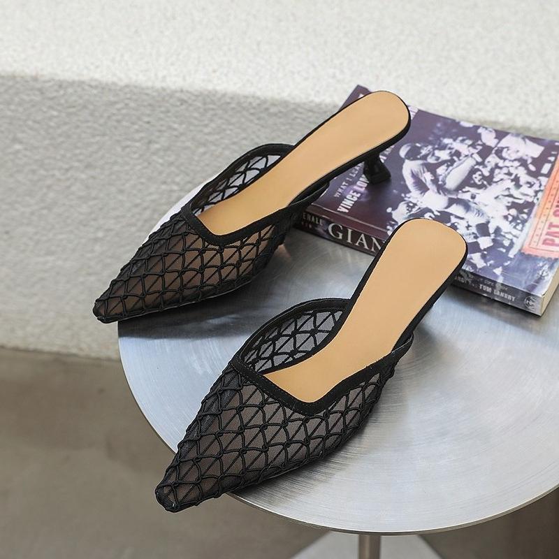 

Летние женские закрытые носки мюли тапочки модные неглубокие туфли без застежек женские платья уличный стиль обувь 39 чёрный