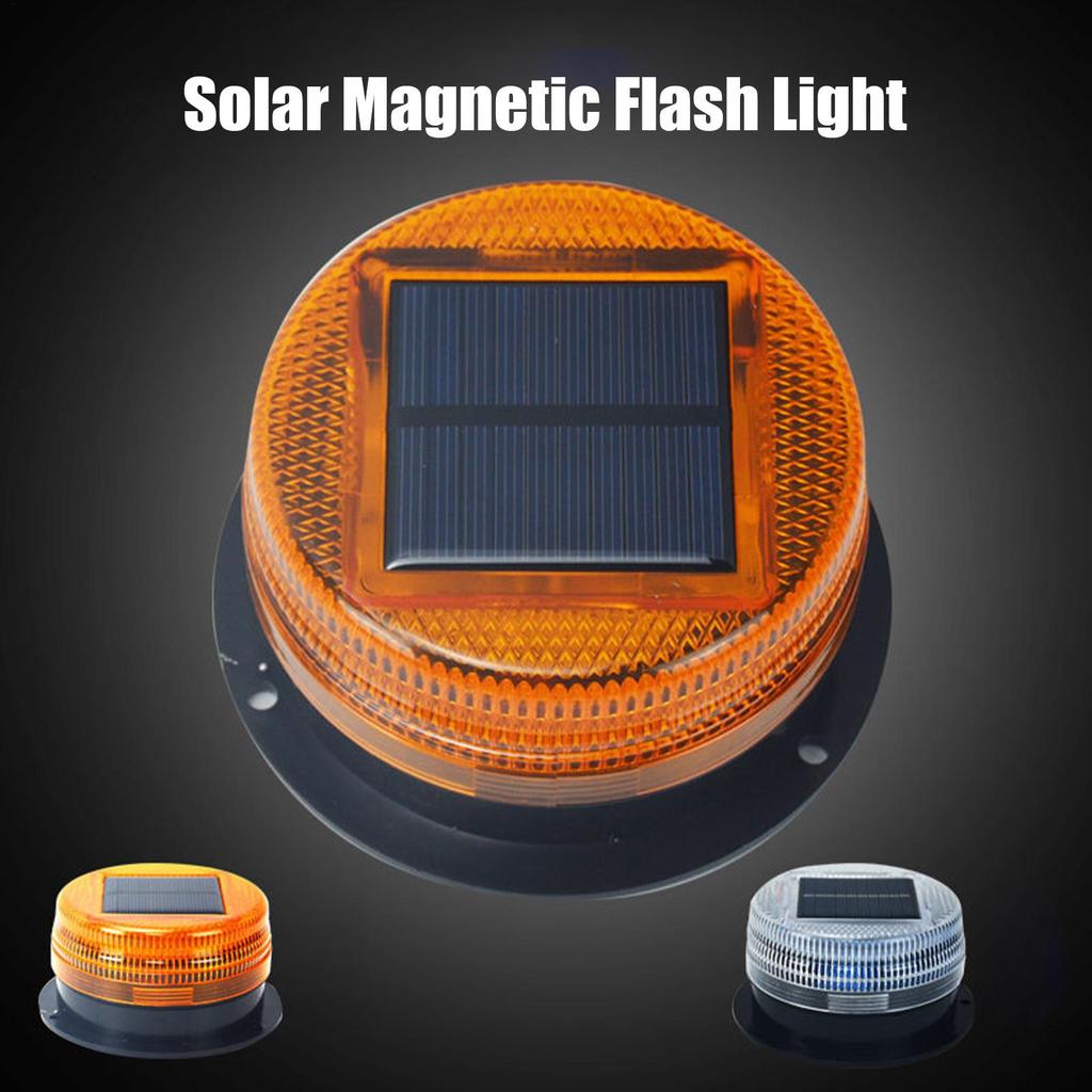1pc Solar Power LED Magnetic Warning Light for Car Tractor Truck Strobe Beacon Amber PoliceLamp Emergency Signal Night Sensor