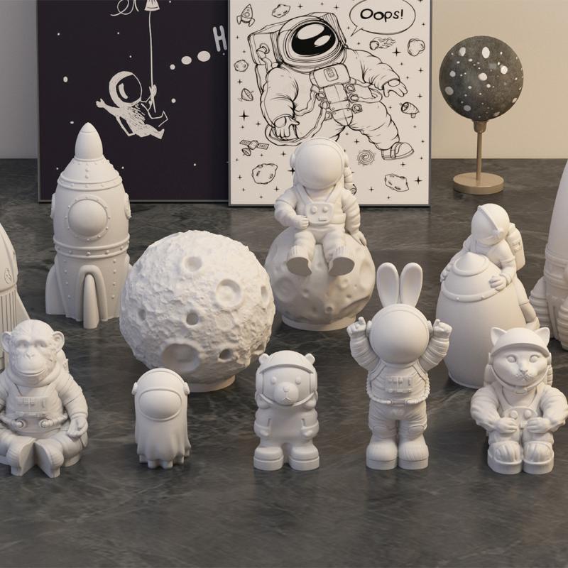 3D Weltraum-Astronaut Silikon-Kerzenformen Weich Leicht zu entformen Handgefertigt Luft- und Raumfahrt-Thema Gipsbasteln Harz Zementform