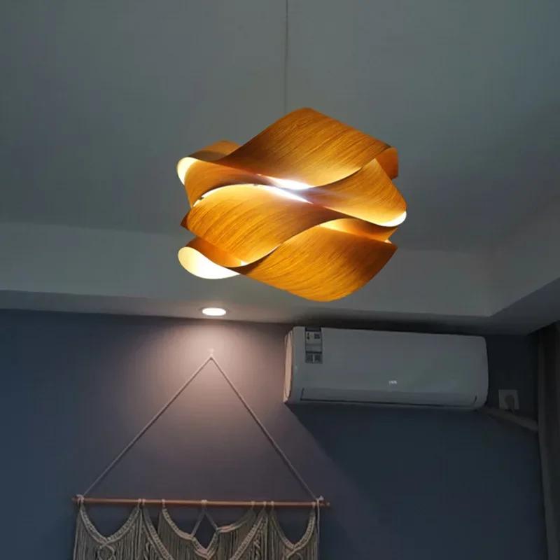 Vintage Creative Wooden Chandelier Southeast Asian Style Nordic LED Light Hall Hallway Room Decoration Ceiling Pendant Lamp