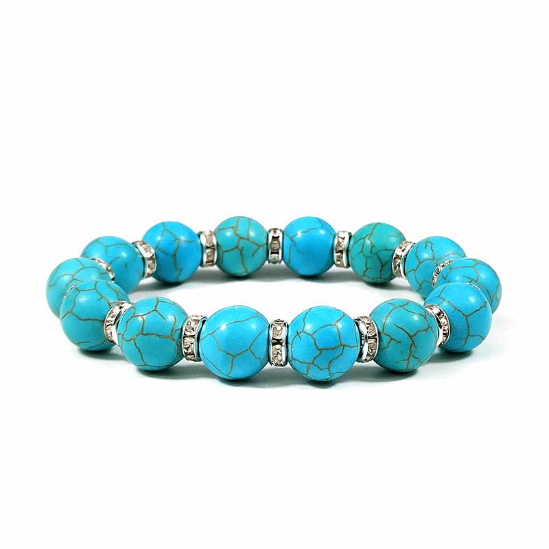 European  American Fashion Geometric Rhinestone Turquoise Bracelet in Bohemian Style