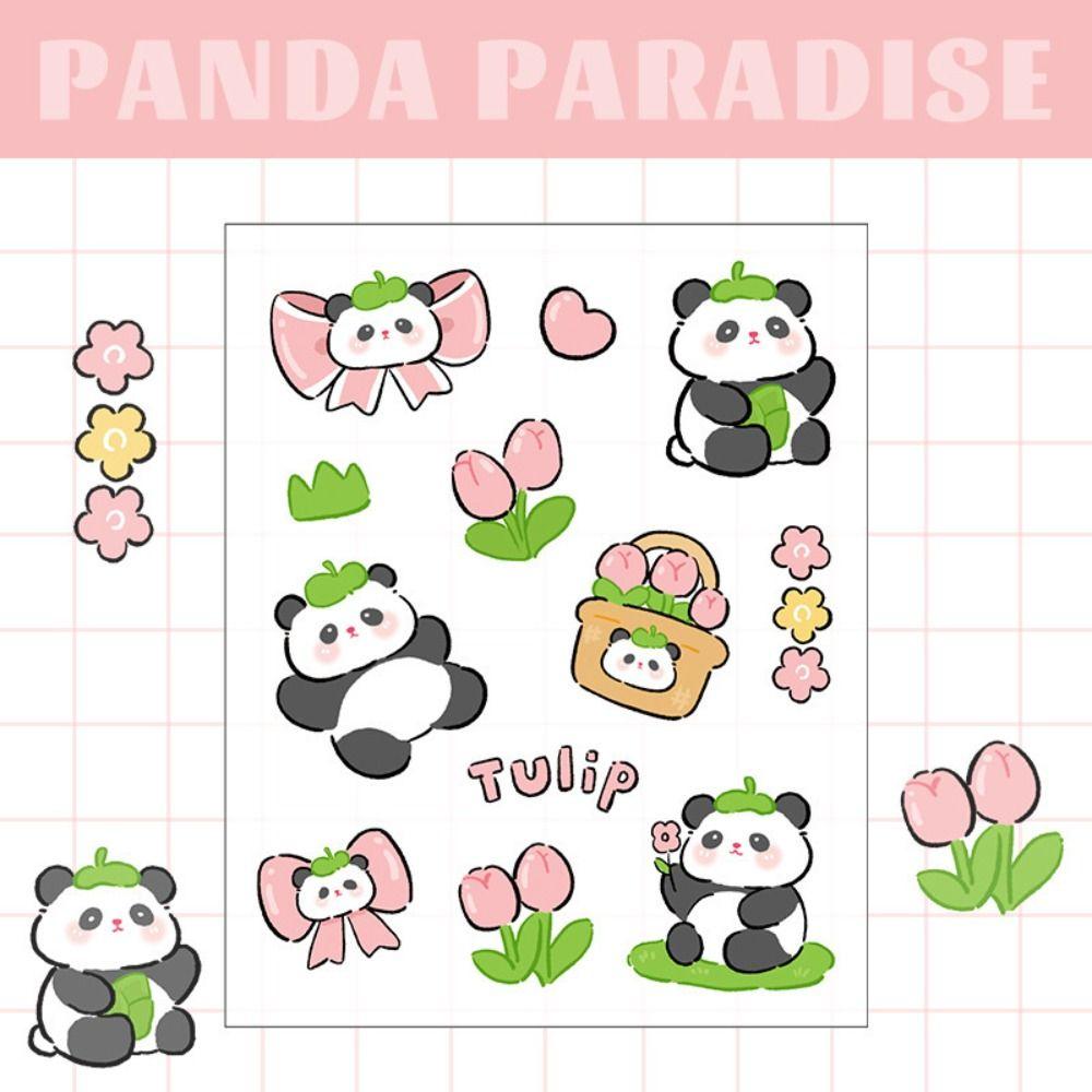 10/40PCS Transparent Creative Diary Stickers Panda Cute Panda Notebook Decoration