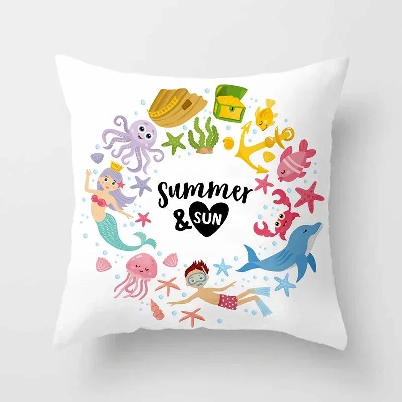 

Мультяшная Русалка Декоративные Подушки Наволочка Полиэстер Чехол для Подушки Подушка для Дивана Декоративная Наволочка 40878 66x66cm