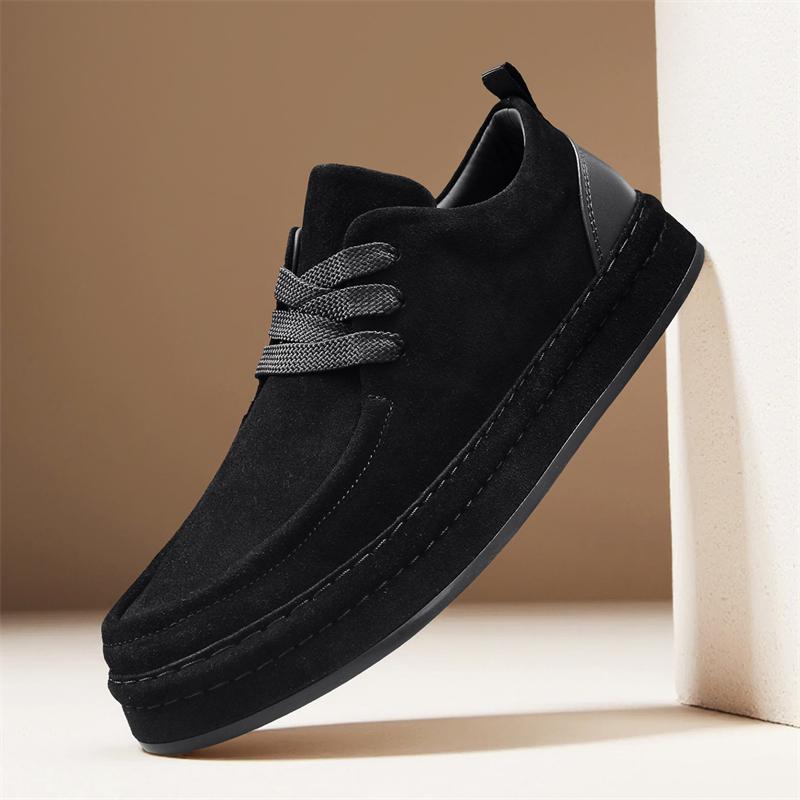 Suede Leather Men Casual Shoes Fashion Comfortable Man Loafers Lightweight Walking Sneakers Platform Breathable Driving Footwear