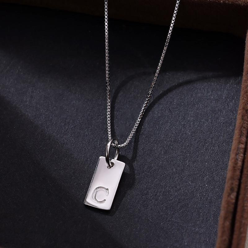 Banyan Tree Sterling Silver Square Letter Pendant Necklace