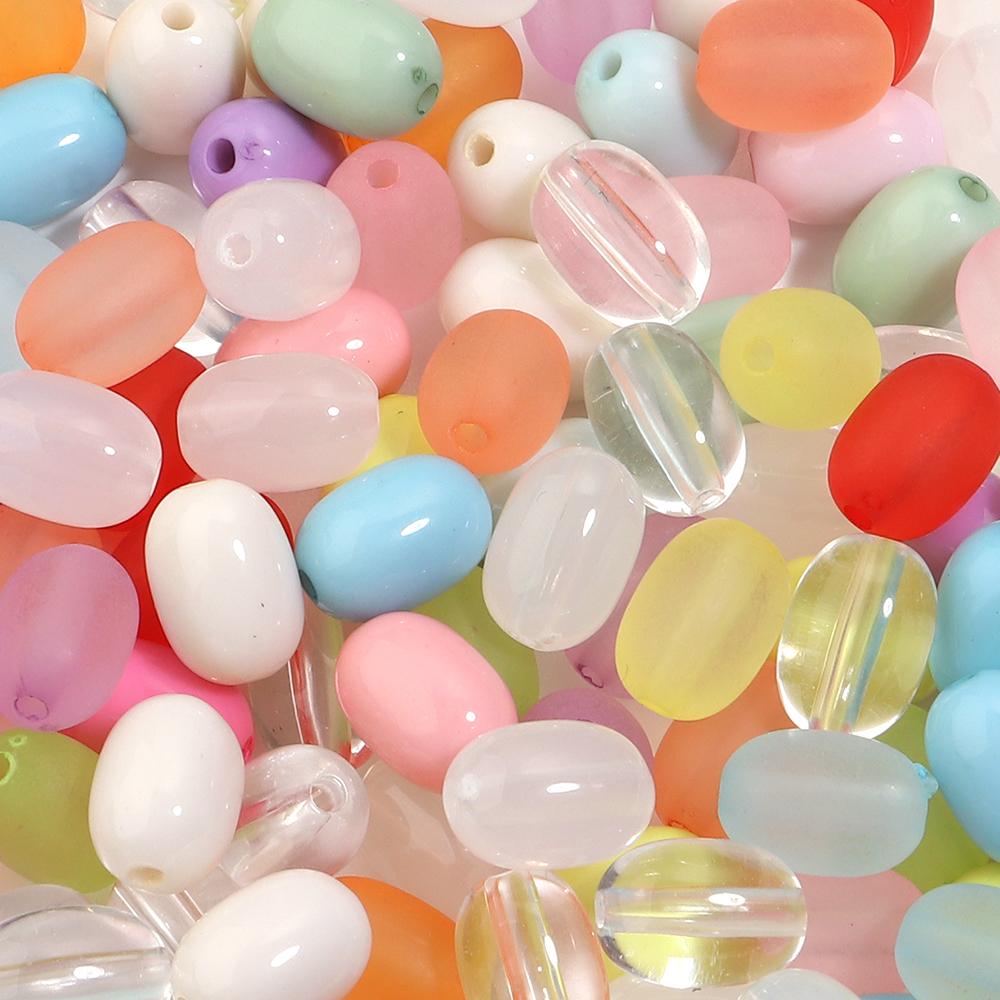 100pcs Candy Color Oval Acrylic Beads Mixed Color Loose Spacer Beads For Jewelry Making DIY Crafts Necklace Bracelet Accessories
