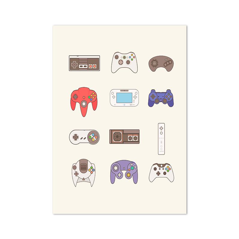 Joypad Gaming Illustration Poster and Print Boys Wall Art Canvas Gaming Let's Play Art Painting Picture Kids Room Wall Decor