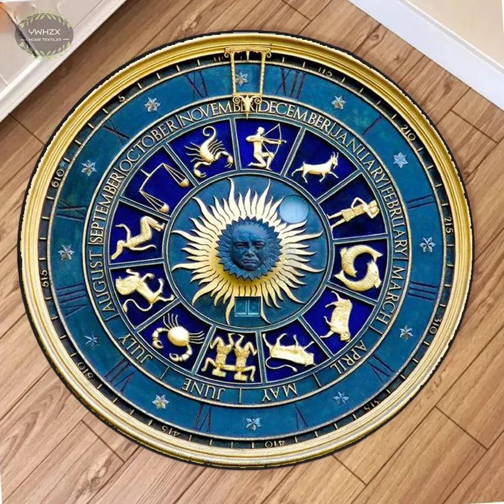 

Mystical Constellation Round Mat Tarot Wheel Living Room Non-Slip Carpet Meditation Home Decoration 60cm