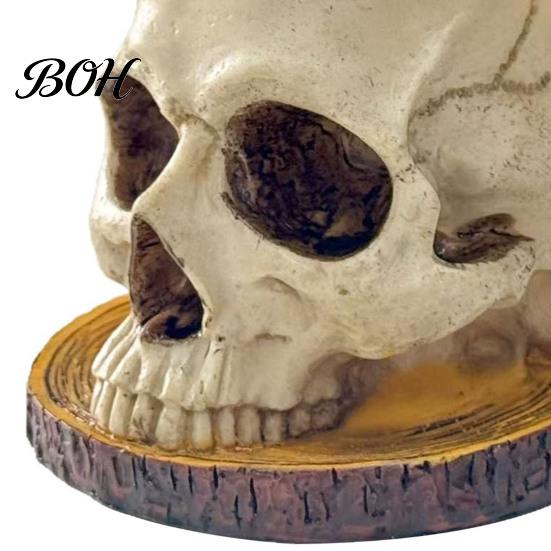 Skull Themed Art Halloween Retro Planter, Spooky Gothic Human Head Flower Pot, Indoor Potted Plant Pot Skeleton Candy Bowl Decoration for Tabletop