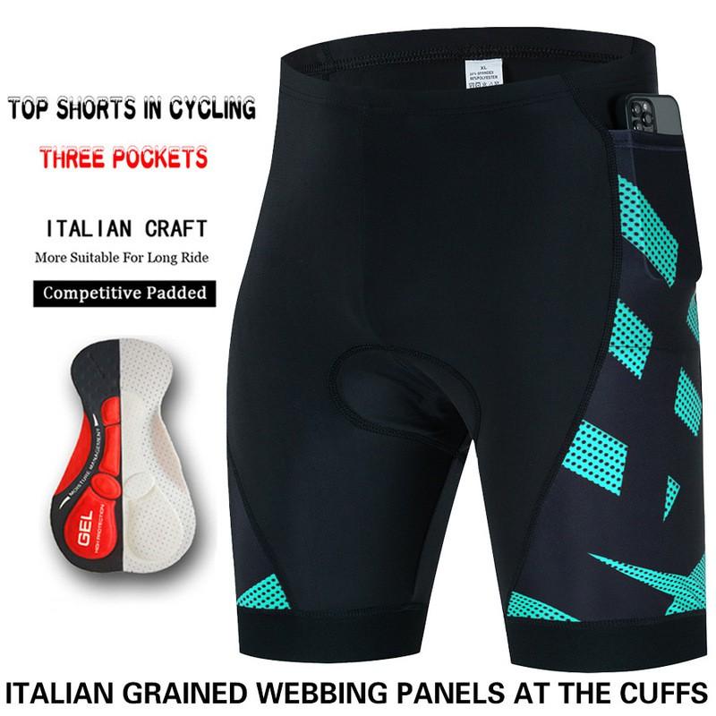 Mens Cycling Shorts With 3 Pockets Quick Dry Breathable Bike Outdoor Road MTB Riding