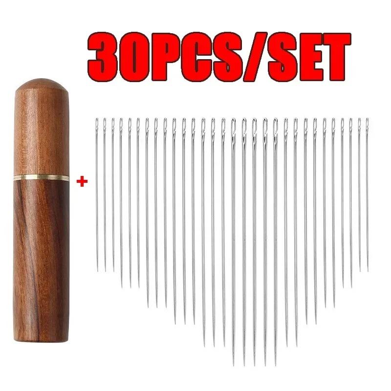 30 pcs/set Elderly Needle-side Hole Blind Needle Hand Household Sewing Stainless Steel Sewing Needless Threading