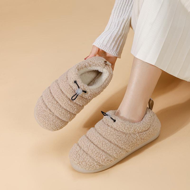 Cross-border wholesale autumn and winter home button straight cotton shoes thickened warm indoor non-slip velvet outer cotton slippers