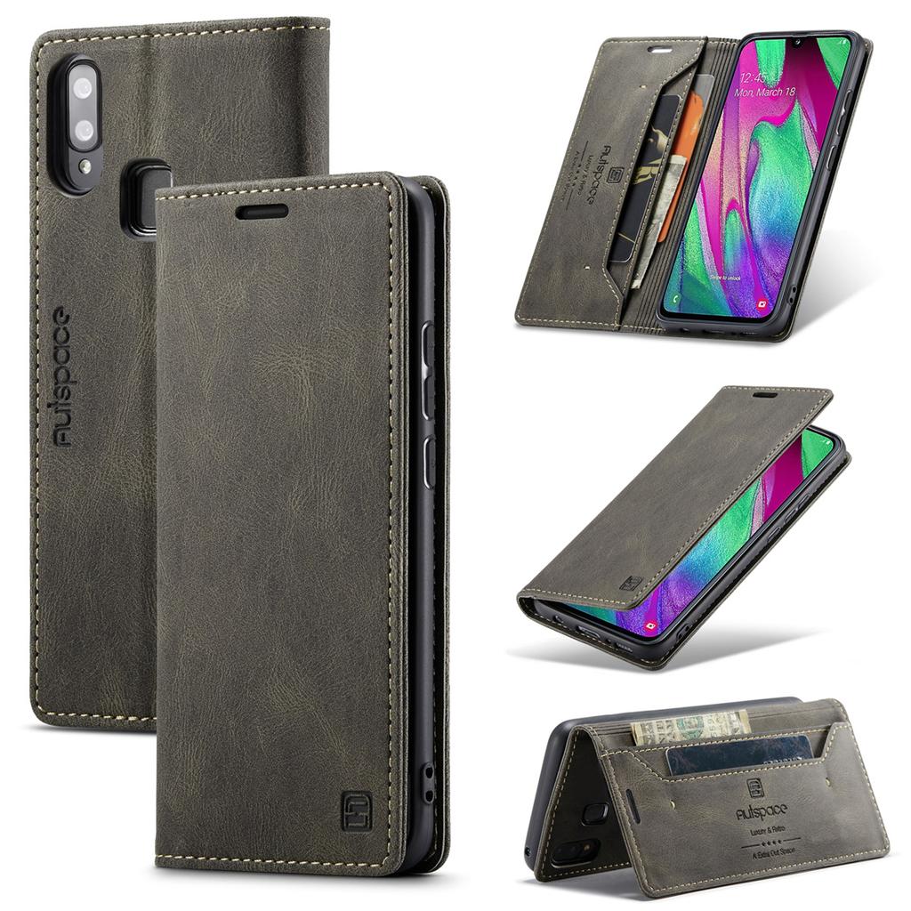 Premium Vintage Leather Wallet Case for Samsung Galaxy A40 - RFID Blocking, Flip Cover with Card Slots (4 Colors)