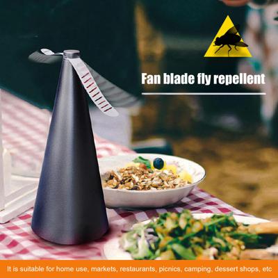 Fly Repellent Fan with Reflective Strip Outdoor Camping Fishing Picnic Indoor Desktop Food Fan Portable Silent Foldable Fly Spinner Fan