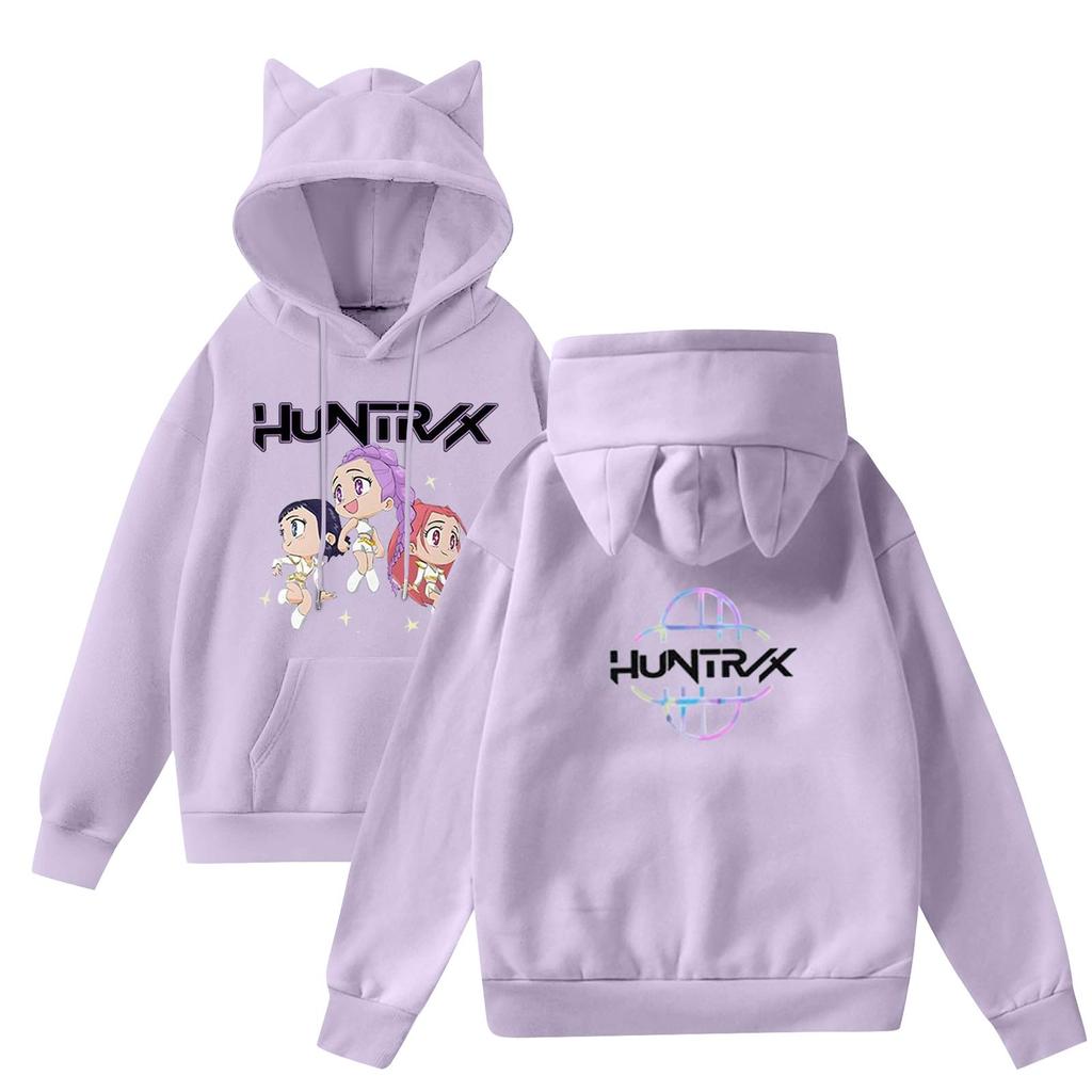 Ladies Fashion Casual Long Sleeve Printed Round Neck Hoodie Pullover Top With  Pockets