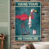Flamingo Decor Funny Bathroom Signs,Hang Your Towel,Flamingo Bathroom Decor Bathroom and Bathtub Metal Tin Sign Funny Bathroom D