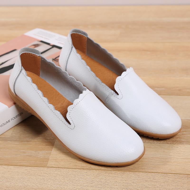 

Женские мокасины без застежек Простые мягкие туфли для вождения Удобные туфли на плоской подошве для медсестер Минималистская обувь для мам EU:41 белый