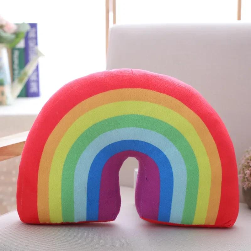 

Decor Cute Children s Cushion Comfortable Sleeping Shaped Rainbow Pillow Home Room Neck Soft Pillow Kids Plush Office 35cm червоний