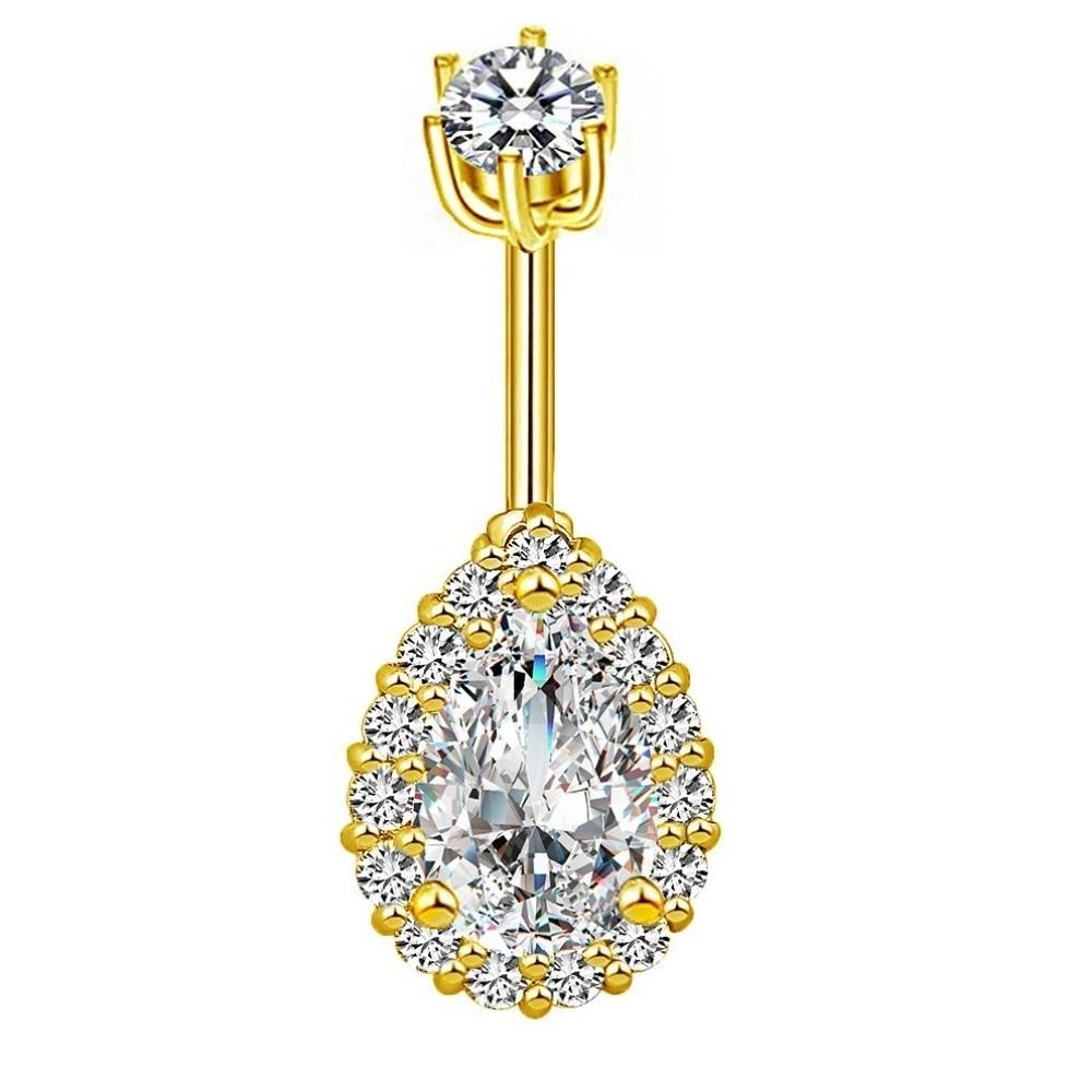 Rhinestone Zircon Navel Ring Stainless Steel Body Piercing Jewelry Fashion Belly Button Ring  Gift