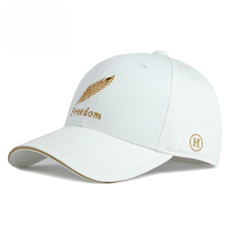 Unisex Embroidered Freedom Feather Baseball Cap Classic Curved Brim Sunshade Peaked Cap Casual Hard Top Hat for Men and Women