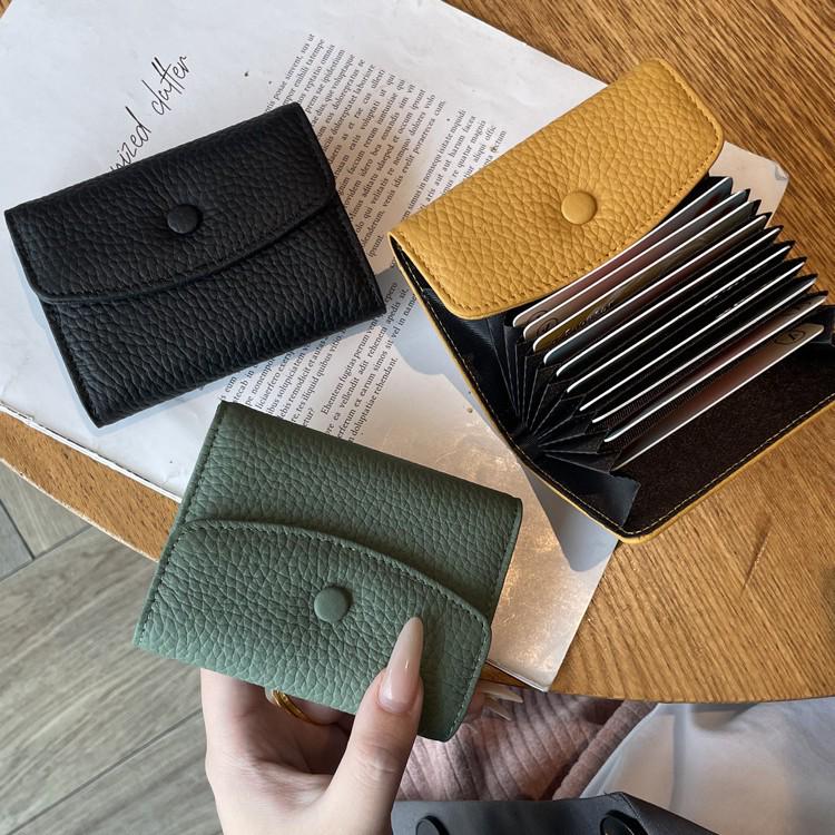 Genuine Leather Accordion Card Holder for Women - Compact, Anti-Demagnetization, Multi-Card Slots, Driver's License, Document Organizer