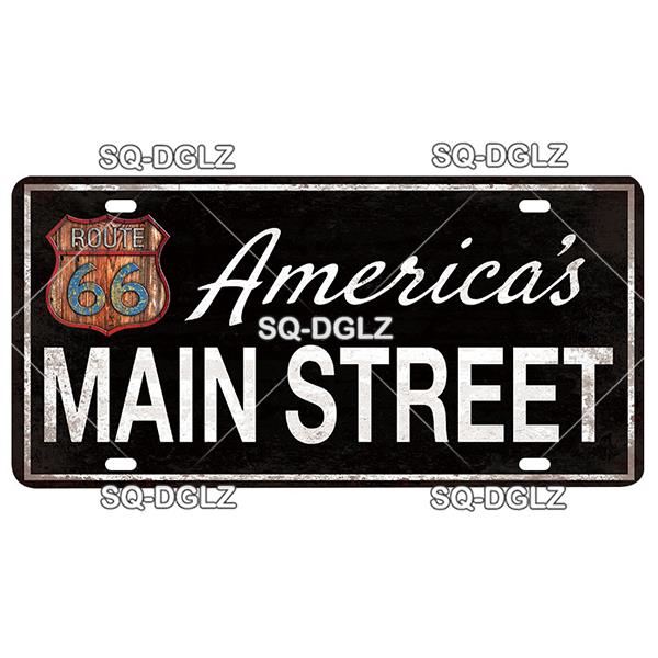 ROUTE 66 Metal Sign Tin Sign Licenses Plate Garage Decor Plaque Vintage Man Cave Bar Pub Club Home Wall Decor Garage Poster