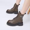 Leather Martin Boots Women's 2025 Winter New Medium Tube Women's Boots Thick-soled Heightening Velvet British Style Versatile Short Boots