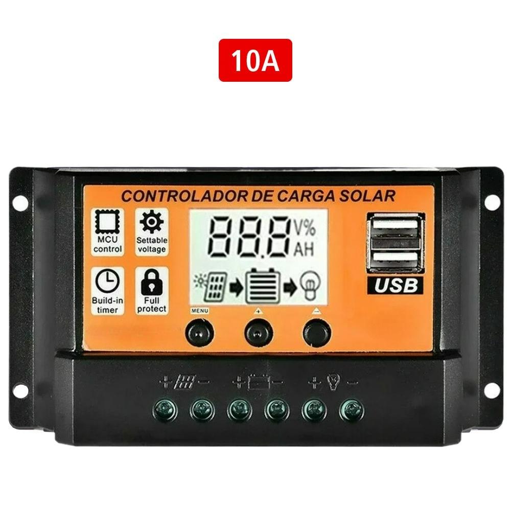 LCD Accessories 10A, 10A 20A 30A 12V 24V Automatic Identification Solar Controller Photovoltaic Regulator Color Screen Timer