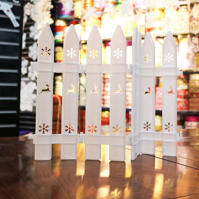 1 Set PVC Barrier White Fence Decorations Durable Hollow-Out Festive Surround Fence Winter Christmas Tree Holiday 30x10cm