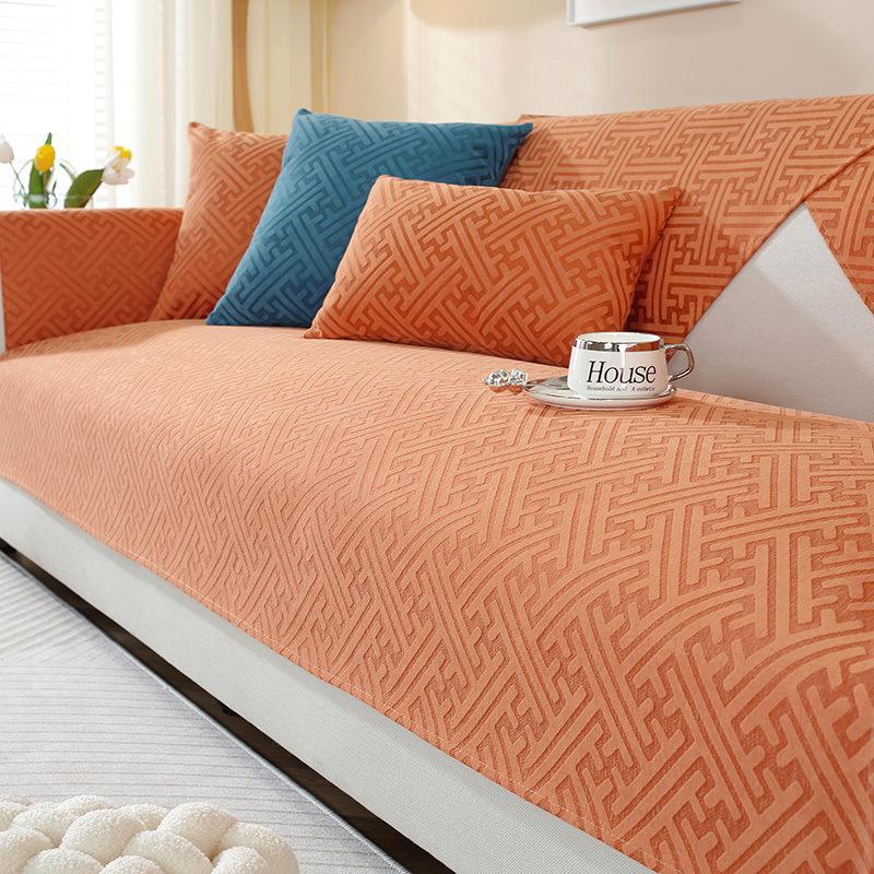 Nordic Chenille Jacquard Sofa Cushion Solid Color Sofa Cover for Living Room Four Seasons Couch Cover L-type Corner Sofa Cover