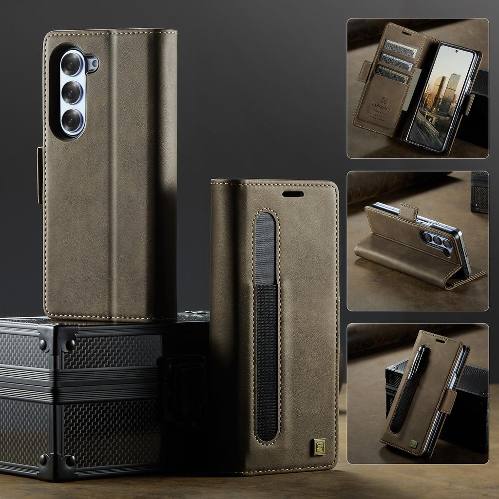 For Samsung Galaxy Z Fold5 / Z Fold6 / Z Fold7  Wallet Case with Card Slots & Kickstand, 360° Protection Leather Case