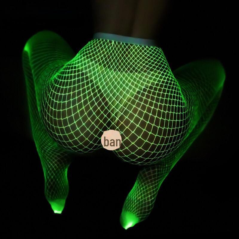 Luminous Fluorescent Fishnet Pantyhose: Sexy Hollow Closed-Crotch Mesh.