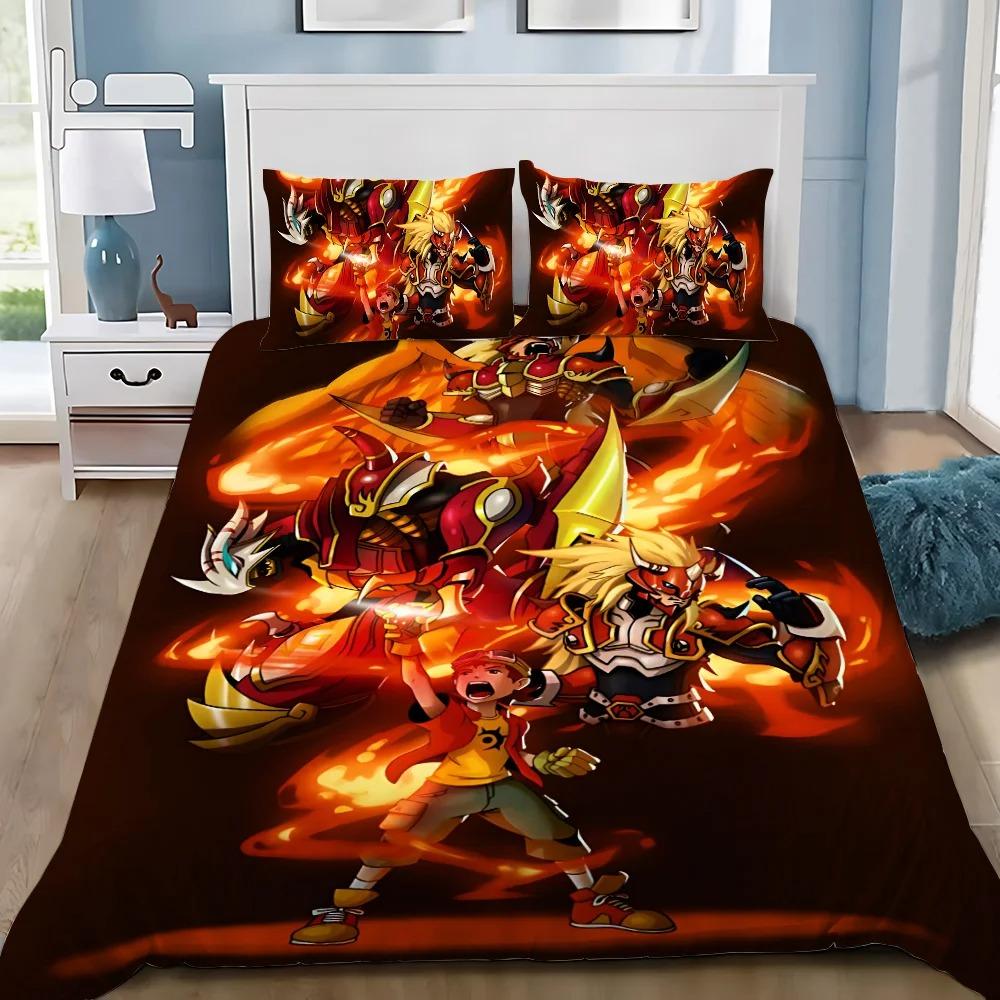 Exquisite 3D Digital monster Wallpaper Digimon Digital Printing Bedding Set Duvet Cover Comforter Bed Girls Boys Gift